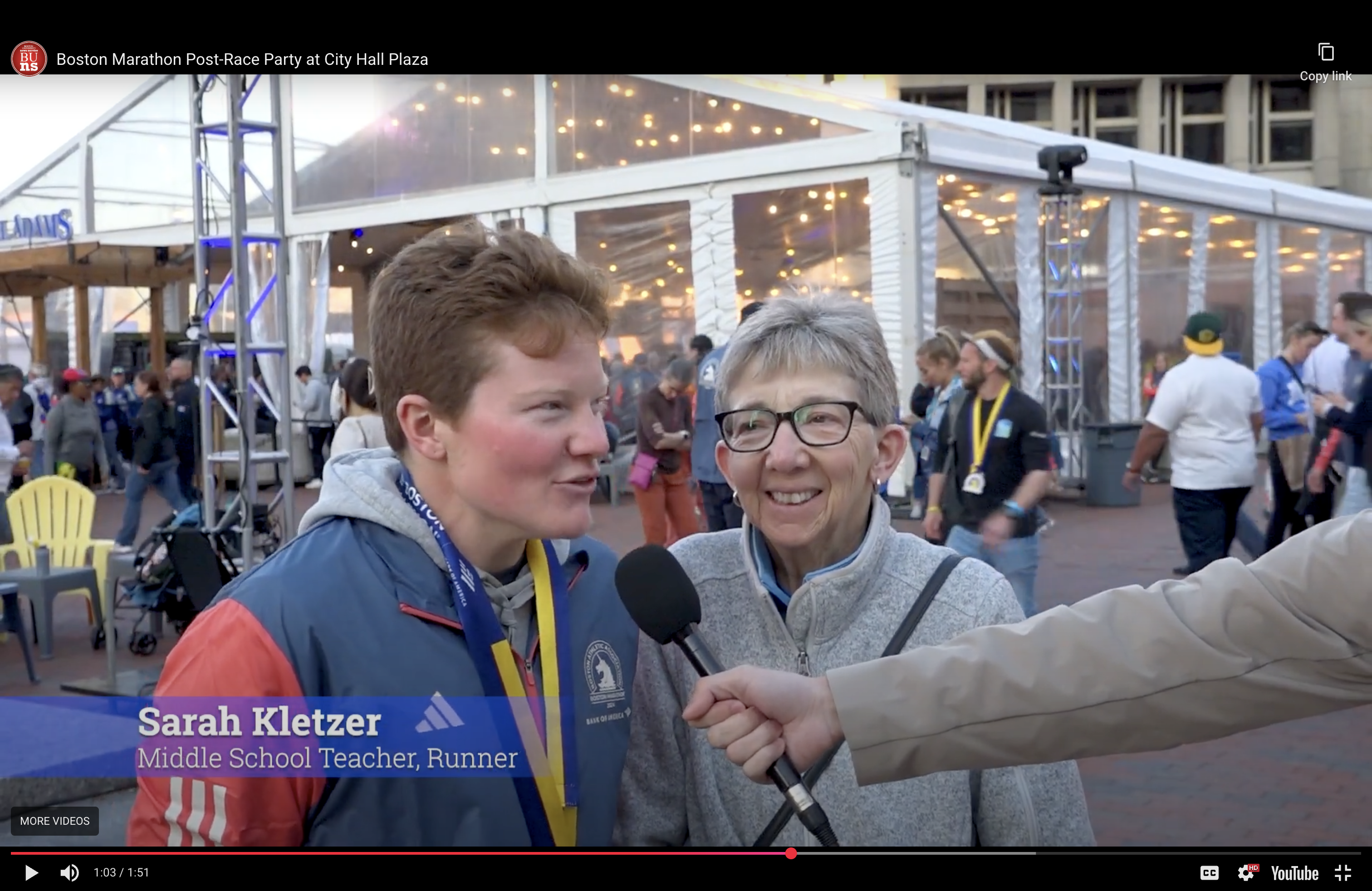 Boston Marathon post-race party at City Hall Plaza
