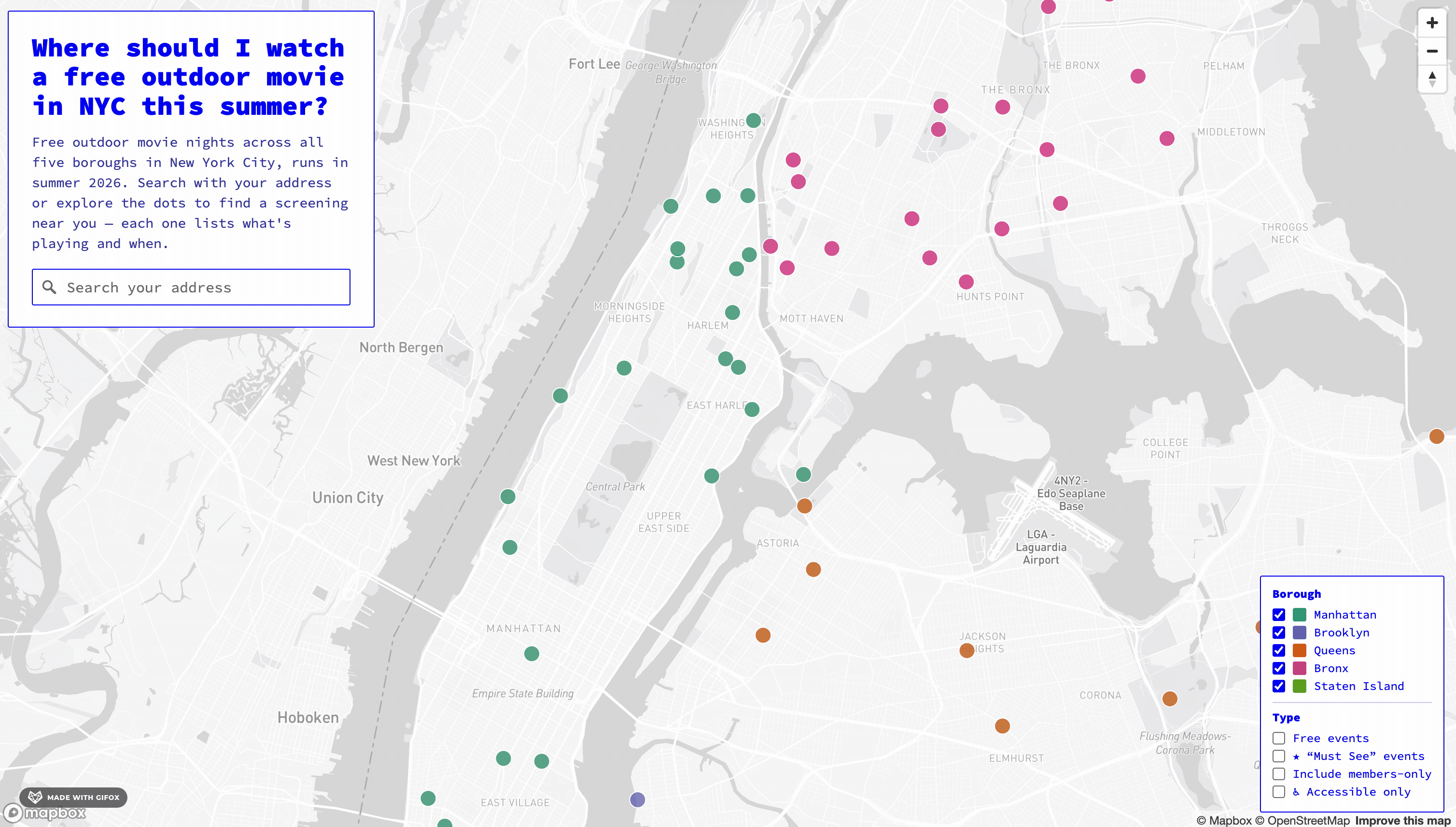 Where should I watch a free outdoor movie in NYC this summer?